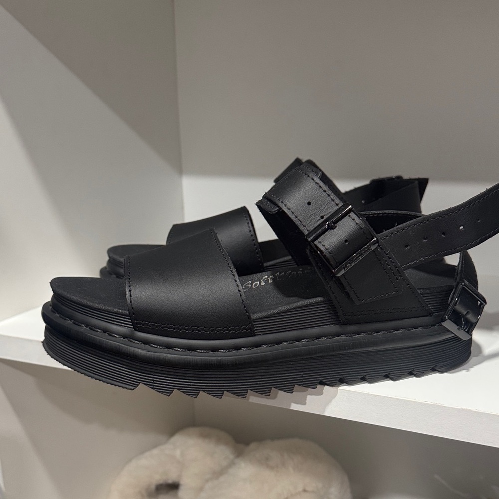 Dr. Martens Black Leather Platform Sandals - Picture 3 of 8